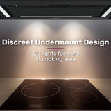 NNEDSZ EUROCHEF 60cm Undermount Rangehood Black, Quiet 3-Speed, 3-Layer Dishwashable Filter, LED Lights EUR60B