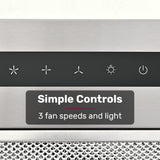 NNEDSZ EUROCHEF 60cm Undermount Rangehood Silver, Quiet 3-Speed, 3-Layer Dishwashable Filter, LED Lights EUR60N