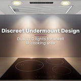 NNEDSZ EUROCHEF 60cm Undermount Rangehood Silver, Quiet 3-Speed, 3-Layer Dishwashable Filter, LED Lights EUR60N