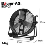 NNEDSZ BAUMR-AG 24" 610mm 260W Industrial Mobile Floor Drum Fan, Tilting, Large, Commercial, Heavy-duty Frame, EESS Certified