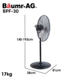 NNEDSZ BAUMR-AG 30" 762mm 300W Industrial Pedestal Fan, Large, Commercial, Heavy-duty, 3 Speed, EESS Certified