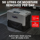 NNEDSZ Baumr-AG 50L/day Commercial Air Dehumidifier for Mould, Portable, Stackable, LCD Display, Wheels