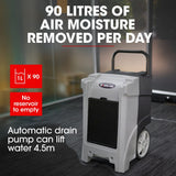 NNEDSZ Baumr-AG 90L/day Commercial Air Dehumidifier for Mould, Portable, Stackable, LCD Display, Wheels