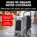 NNEDSZ Baumr-AG 90L/day Commercial Air Dehumidifier for Mould, Portable, Stackable, LCD Display, Wheels