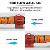 NNEDSZ Baumr-AG 300mm (12 inch) Portable Axial Air Mover Blower Fan with 10m Ventilation Duct