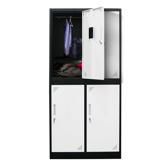 NNEDSZ FORTIA 4 Door Metal Storage Cabinet Lockers for Gym Office - Black and Grey