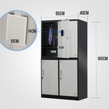 NNEDSZ FORTIA 4 Door Metal Storage Cabinet Lockers for Gym Office - Black and Grey