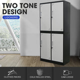 NNEDSZ FORTIA 4 Door Metal Storage Cabinet Lockers for Gym Office - Black and Grey