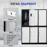 NNEDSZ FORTIA 4 Door Metal Storage Cabinet Lockers for Gym Office - Black and Grey