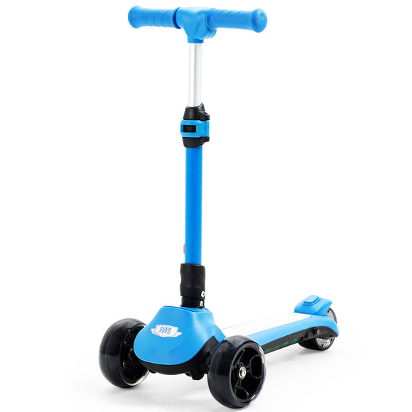 NNEDSZ KIDS 3-Wheel Electric Scooter, Ages 3-8, Adjustable Height, Folding, Lithium Battery, Blue