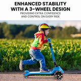 NNEDSZ KIDS 3-Wheel Electric Scooter, Ages 3-8, Adjustable Height, Folding, Lithium Battery, Blue