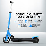 NNEDSZ KIDS Electric Scooter Lithium Ride-On Foldable E-Scooter 125W Rechargeable, Blue