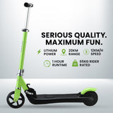NNEDSZ KIDS Electric Scooter Lithium Ride-On Foldable E-Scooter 125W Rechargeable, Green