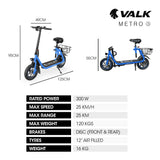 NNEDSZ VALK Electric Scooter with Seat, Disc brakes, 12" Tyres, Motorised eScooter for Adults Teens Commuter, Blue
