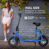 NNEDSZ VALK Electric Scooter with Seat, Disc brakes, 12" Tyres, Motorised eScooter for Adults Teens Commuter, Blue