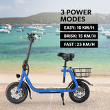 NNEDSZ VALK Electric Scooter with Seat, Disc brakes, 12" Tyres, Motorised eScooter for Adults Teens Commuter, Blue
