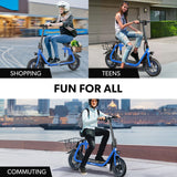 NNEDSZ VALK Electric Scooter with Seat, Disc brakes, 12" Tyres, Motorised eScooter for Adults Teens Commuter, Blue
