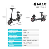 NNEDSZ VALK Electric Scooter with Seat, Disc brakes, 12" Tyres, Motorised eScooter for Adults Teens Commuter