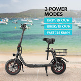 NNEDSZ VALK Electric Scooter with Seat, Disc brakes, 12" Tyres, Motorised eScooter for Adults Teens Commuter