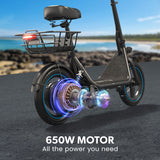 NNEDSZ VALK Electric Scooter with Seat, 30km Range, Disc brakes, 14" Tyres, Motorised eScooter for Adults Teens Commuter
