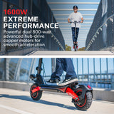NNEDSZ VALK Primal 9 Dual Motor 1600W Extreme Hill Climbing Electric e-Scooter, Black/Red