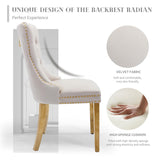 NNEDSZ AADEN 4x Velvet Dining Chairs with Golden Metal Legs-Beige