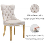 NNEDSZ AADEN 4x Velvet Dining Chairs with Golden Metal Legs-Beige
