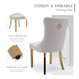 NNEDSZ AADEN 4x Velvet Dining Chairs with Golden Metal Legs-Beige