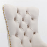 NNEDSZ AADEN 4x Velvet Dining Chairs with Golden Metal Legs-Beige