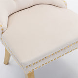 NNEDSZ AADEN 4x Velvet Dining Chairs with Golden Metal Legs-Beige