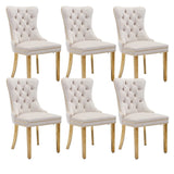 NNEDSZ 6x Velvet Dining Chairs with Golden Metal Legs-Black
