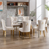 NNEDSZ 6x Velvet Dining Chairs with Golden Metal Legs-Black
