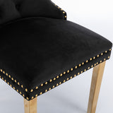 NNEDSZ 4x Velvet Dining Chairs with Golden Metal Legs-Black