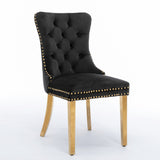 NNEDSZ 8x Velvet Dining Chairs with Golden Metal Legs-Black