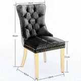 NNEDSZ 8x Velvet Dining Chairs with Golden Metal Legs-Black