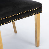 NNEDSZ 8x Velvet Dining Chairs with Golden Metal Legs-Black