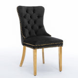 NNEDSZ AADEN 2x Velvet Dining Chairs with Golden Metal Legs-Black