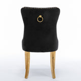 NNEDSZ AADEN 2x Velvet Dining Chairs with Golden Metal Legs-Black