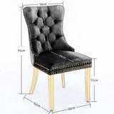 NNEDSZ AADEN 2x Velvet Dining Chairs with Golden Metal Legs-Black