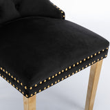 NNEDSZ AADEN 2x Velvet Dining Chairs with Golden Metal Legs-Black