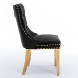 NNEDSZ AADEN 2x Velvet Dining Chairs with Golden Metal Legs-Black