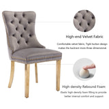 NNEDSZ AADEN 2x Velvet Dining Chairs with Golden Metal Legs-Grey