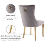 NNEDSZ AADEN 2x Velvet Dining Chairs with Golden Metal Legs-Grey
