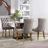 NNEDSZ AADEN 2x Velvet Dining Chairs with Golden Metal Legs-Grey