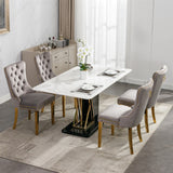 NNEDSZ AADEN 2x Velvet Dining Chairs with Golden Metal Legs-Grey