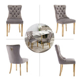 NNEDSZ AADEN 2x Velvet Dining Chairs with Golden Metal Legs-Grey