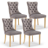 NNEDSZ 4x Velvet Dining Chairs with Golden Metal Legs-Black
