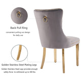 NNEDSZ 4x Velvet Dining Chairs with Golden Metal Legs-Black