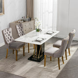 NNEDSZ 4x Velvet Dining Chairs with Golden Metal Legs-Black