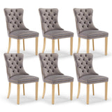 NNEDSZ AADEN 6x Velvet Dining Chairs with Golden Metal Legs-Grey